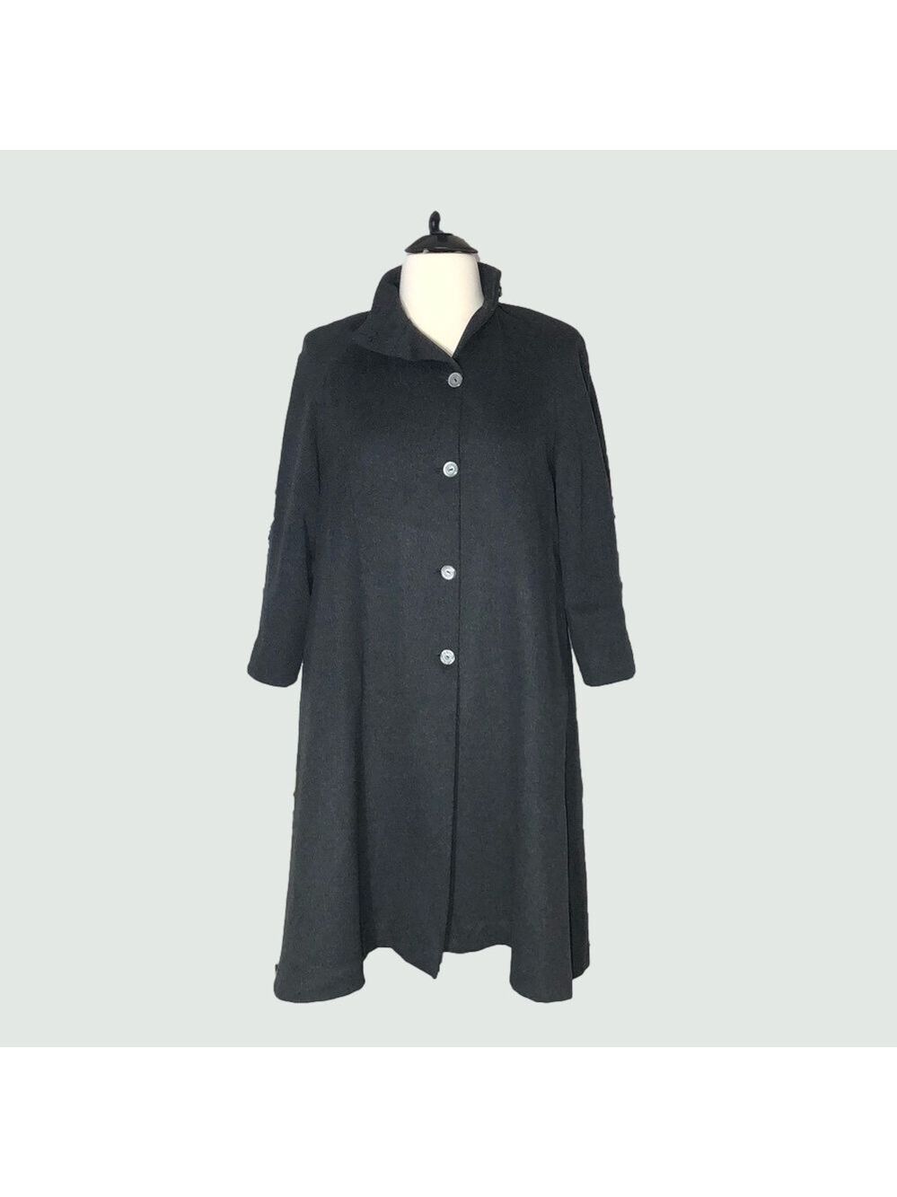 Vintage 50s Wool Gabardine Duffle Coat Gray XL